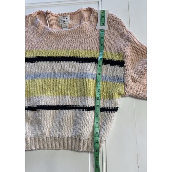 Billabong Pullover Striped Cropped Knit Boat Neck Sweater Ivory Pink Size S - Picture 5 of 7